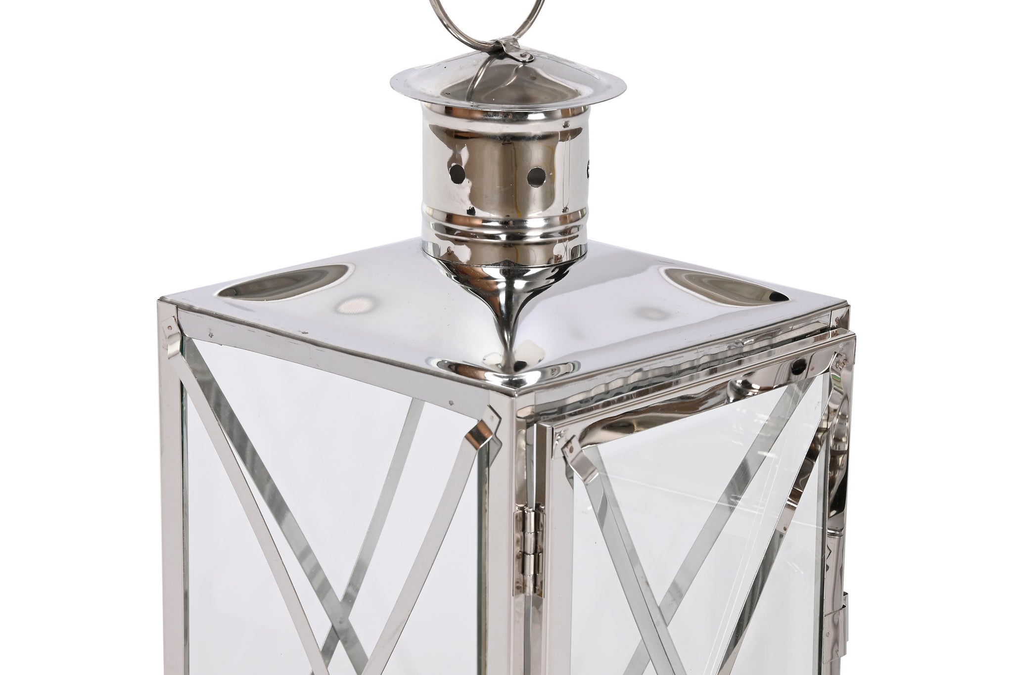 Conjunto de 2 postes de luz em aço e vidro 16x15x32 com alça cromada
