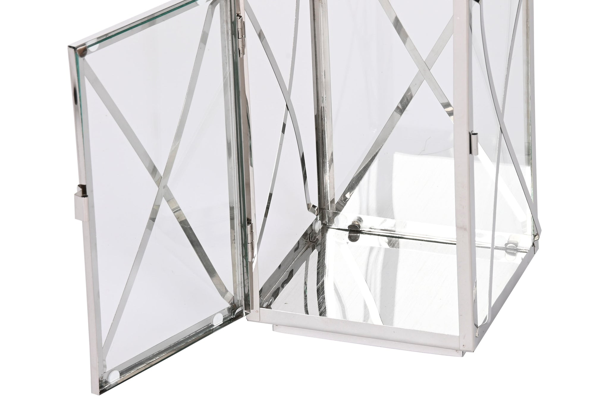 Conjunto de 2 postes de luz em aço e vidro 16x15x32 com alça cromada