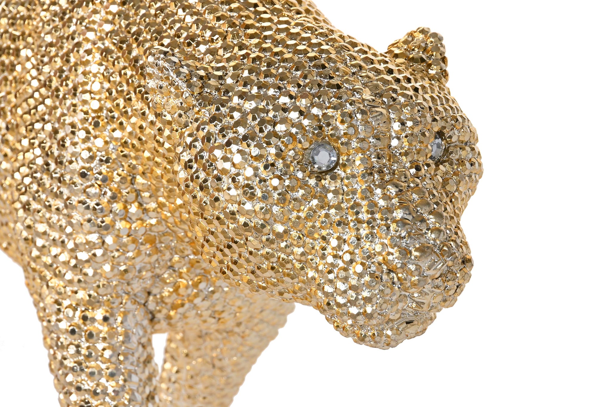 Figura Resina 120X23X44 Leopardo Dorado