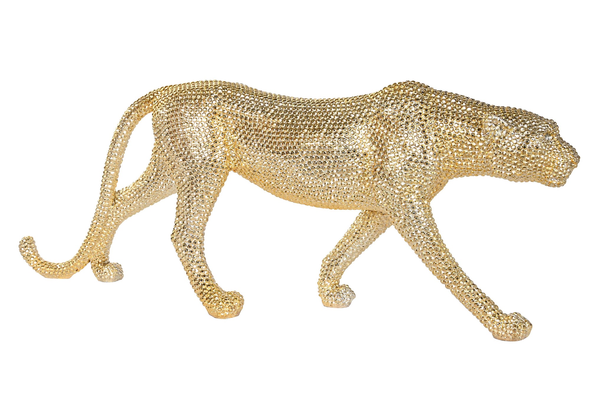 Figura Resina 120X23X44 Leopardo Dorado