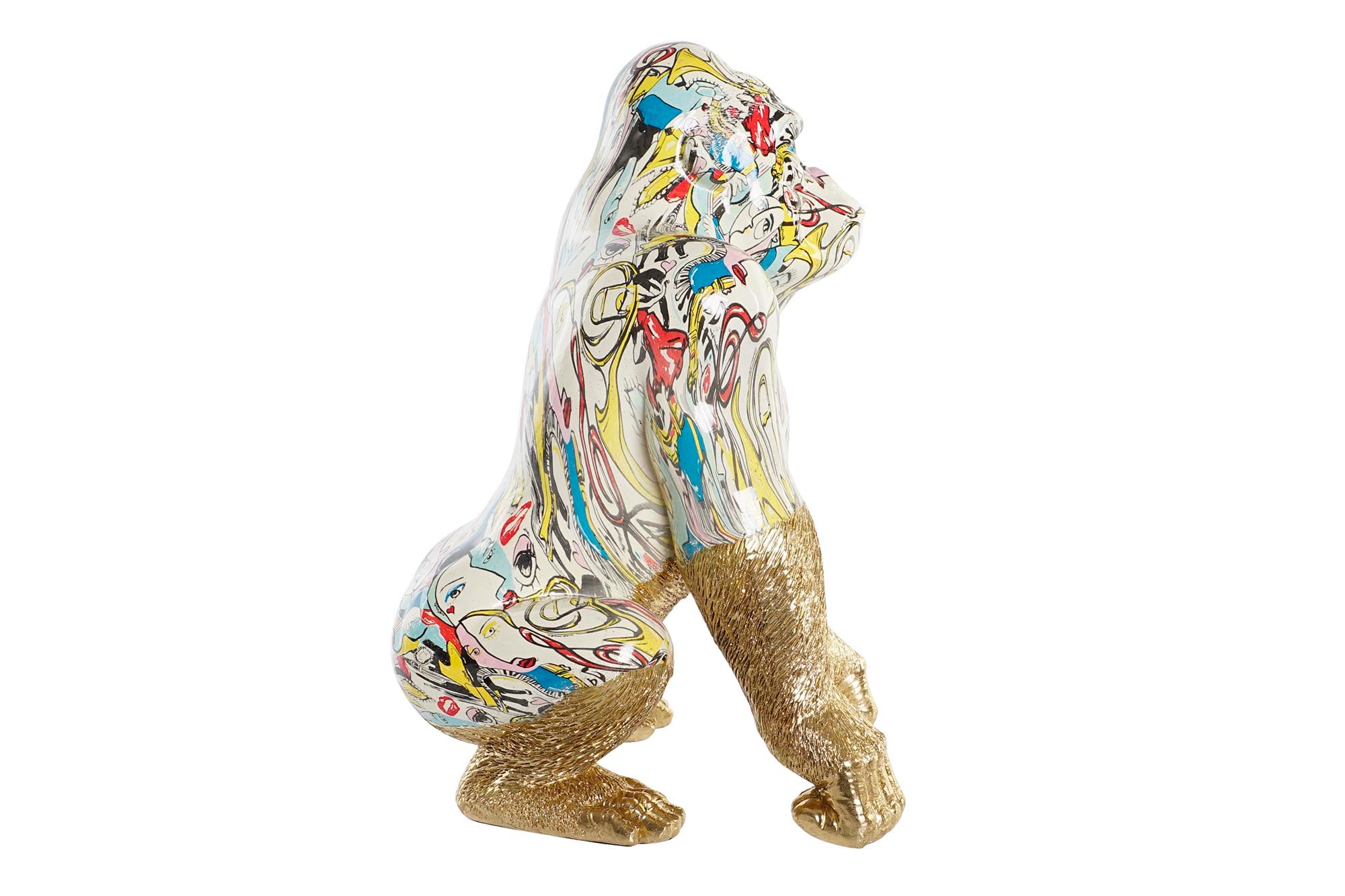 Figura Resina 28,5X26,5X41 Gorila Dorado