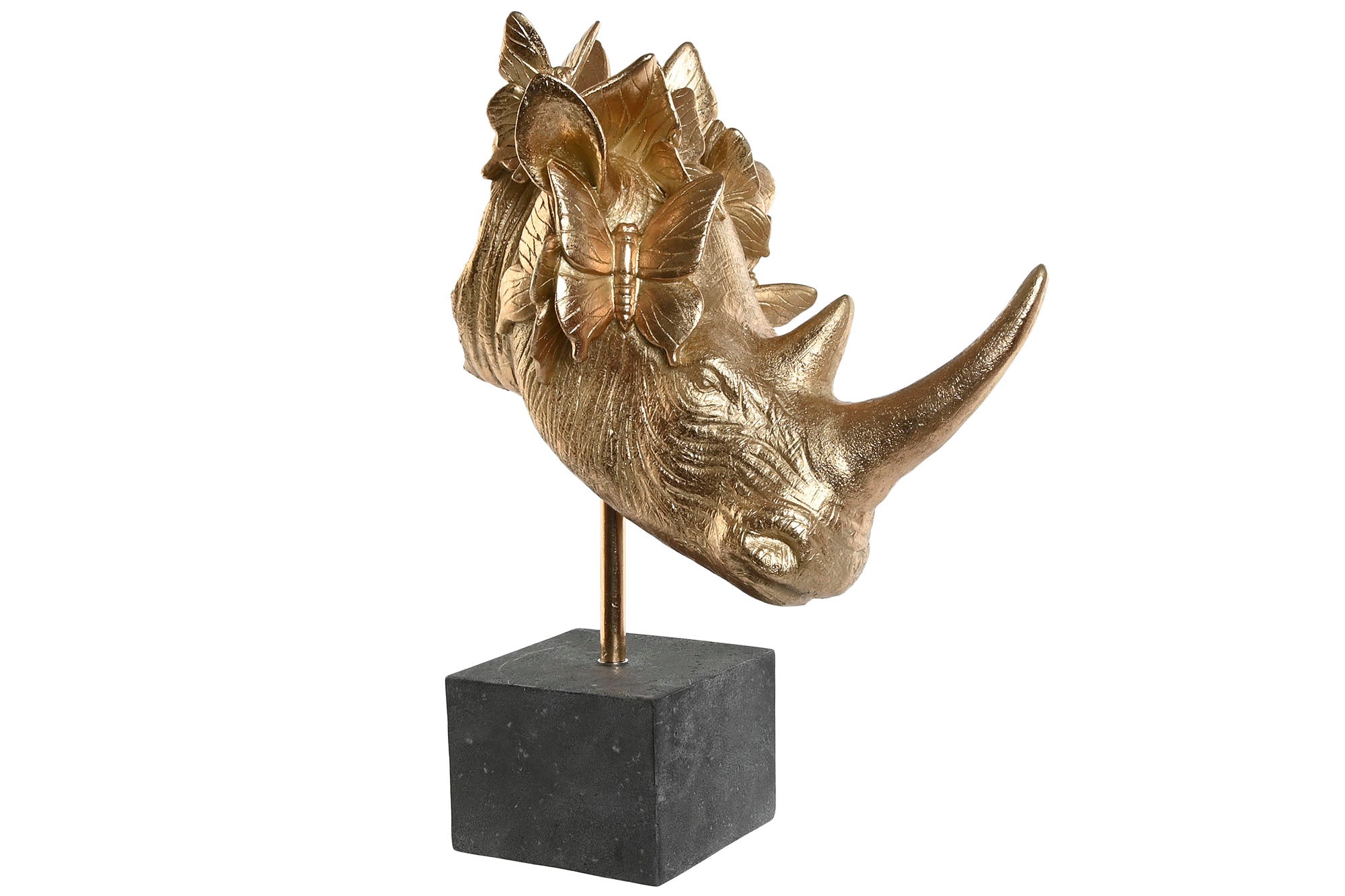 Figura Resina 33X24X43,5 Rino Dorado