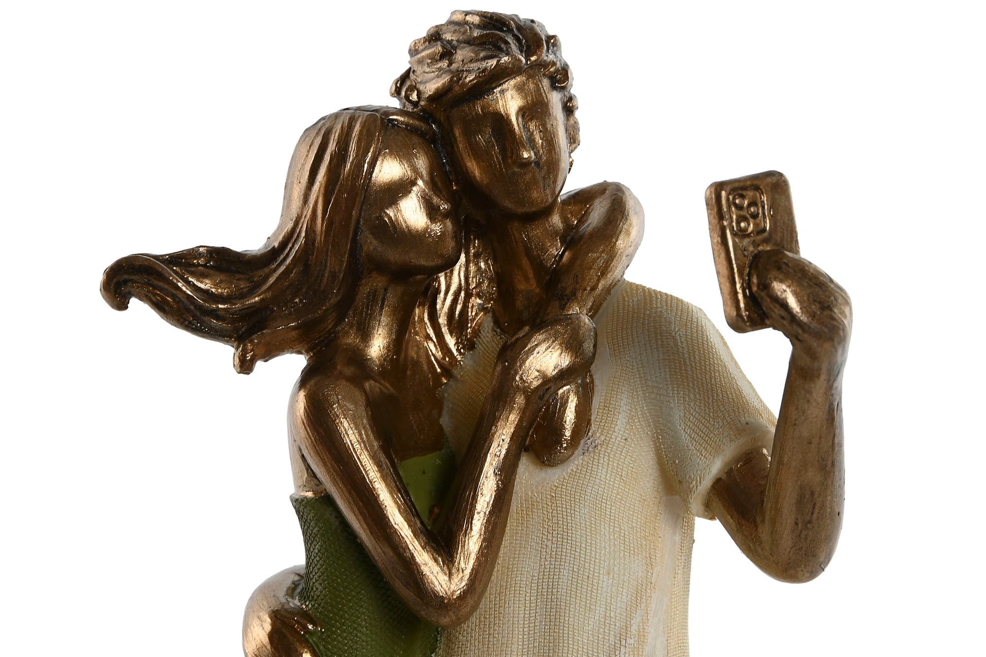 Figura Resina 12X8,5X25,5 Pareja Selfie Verde