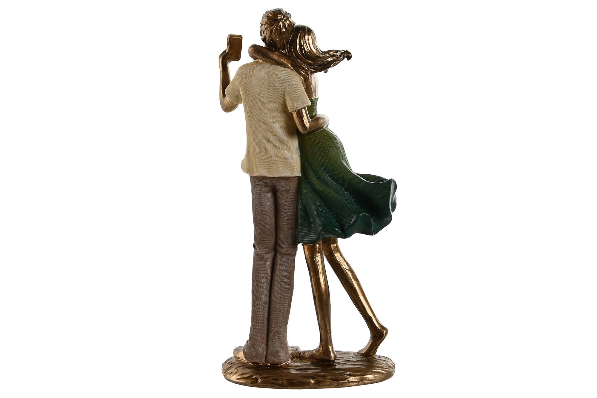 Figura Resina 12X8,5X25,5 Pareja Selfie Verde