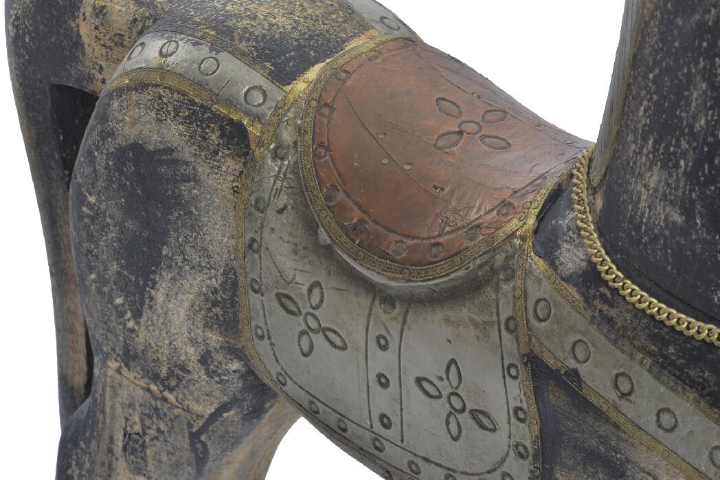 Figura de madeira e metal 50x15x63 cavalo envelhecido
