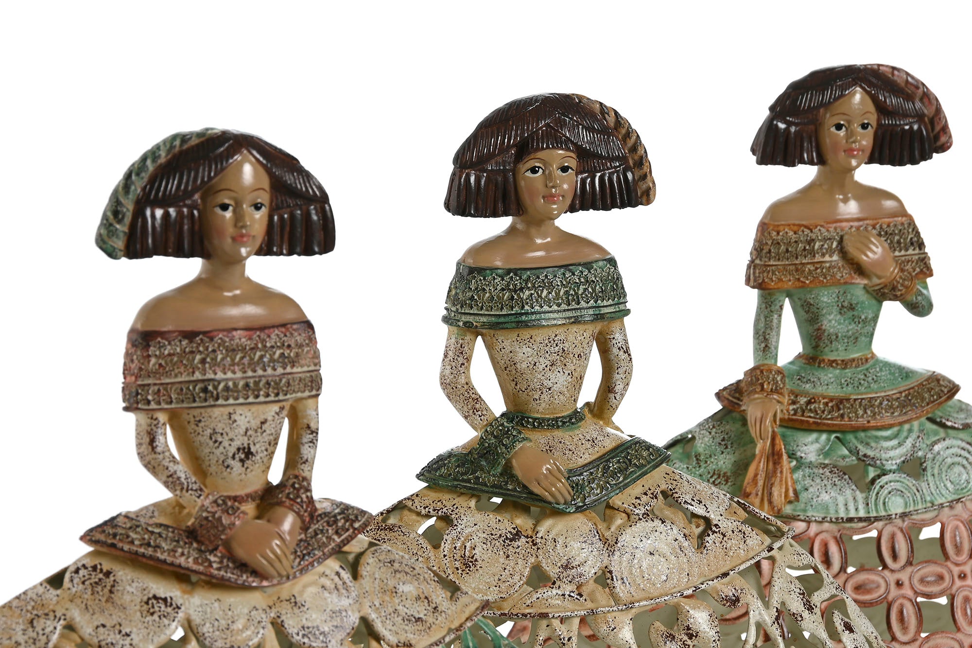 Figura Resina Metal 27X10X29,5 Damas 3u.