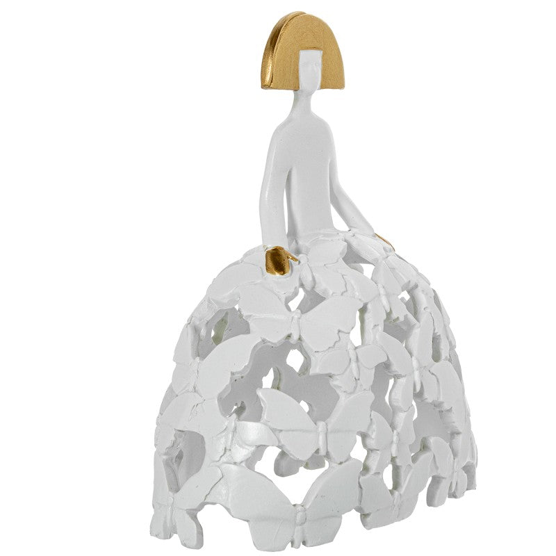 Figura Menina 23cm Resina Blanca Calada