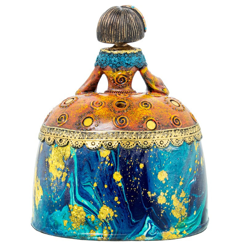 Figura Resina Menina Colores Azul/naranja