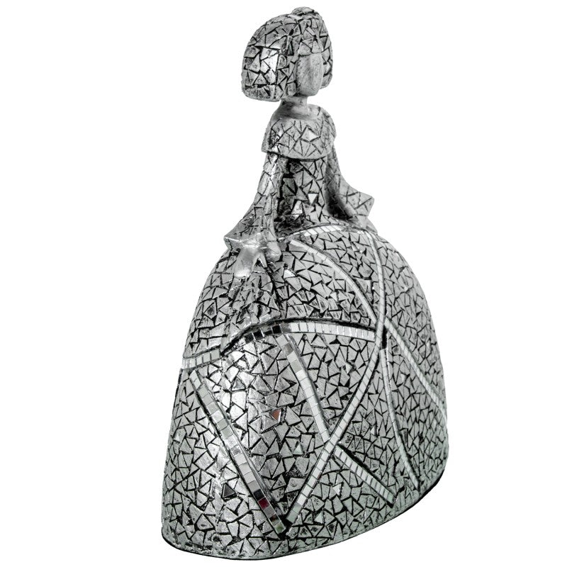 Figura Menina 28cm Resina Plateada