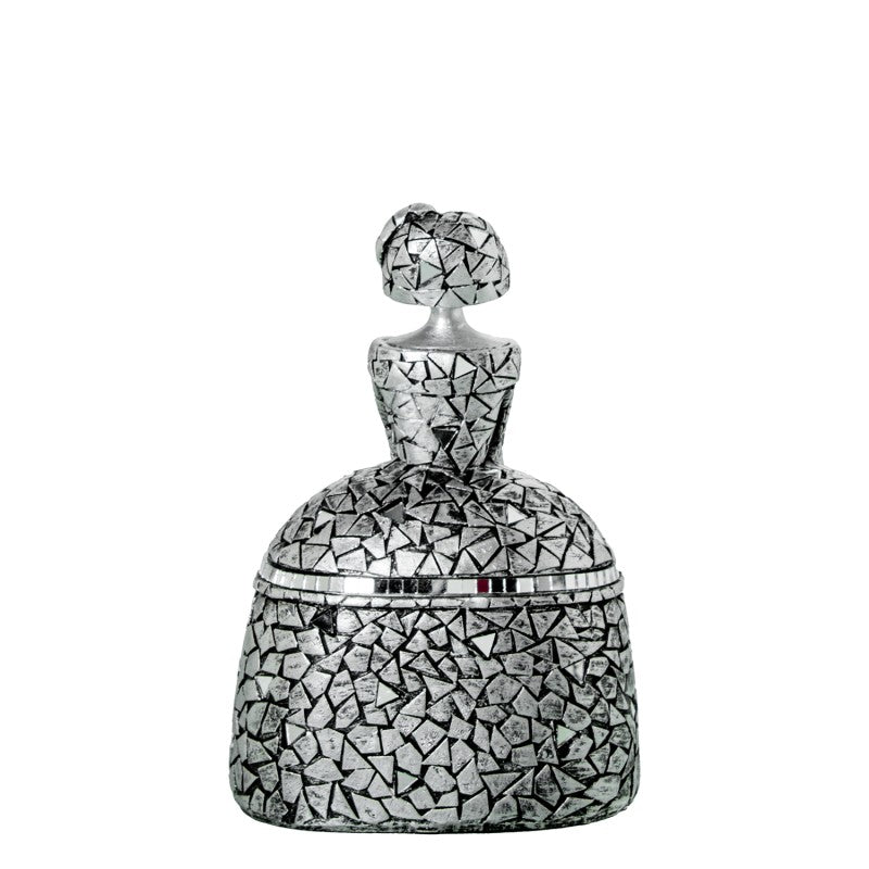 Figura Menina 18cm Resina Plateada