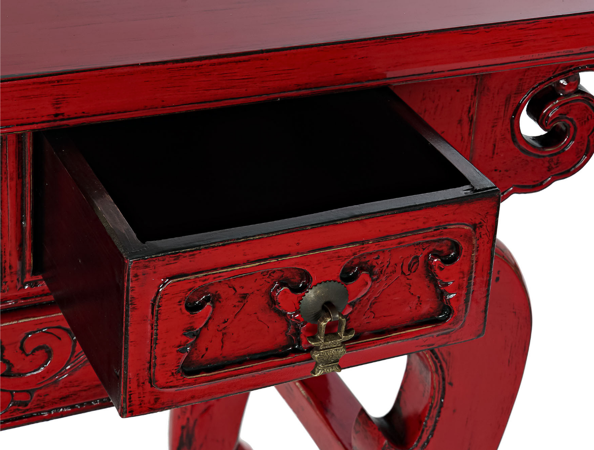 Consola Olmo Metal 135X37X89 3 Cajones Rojo