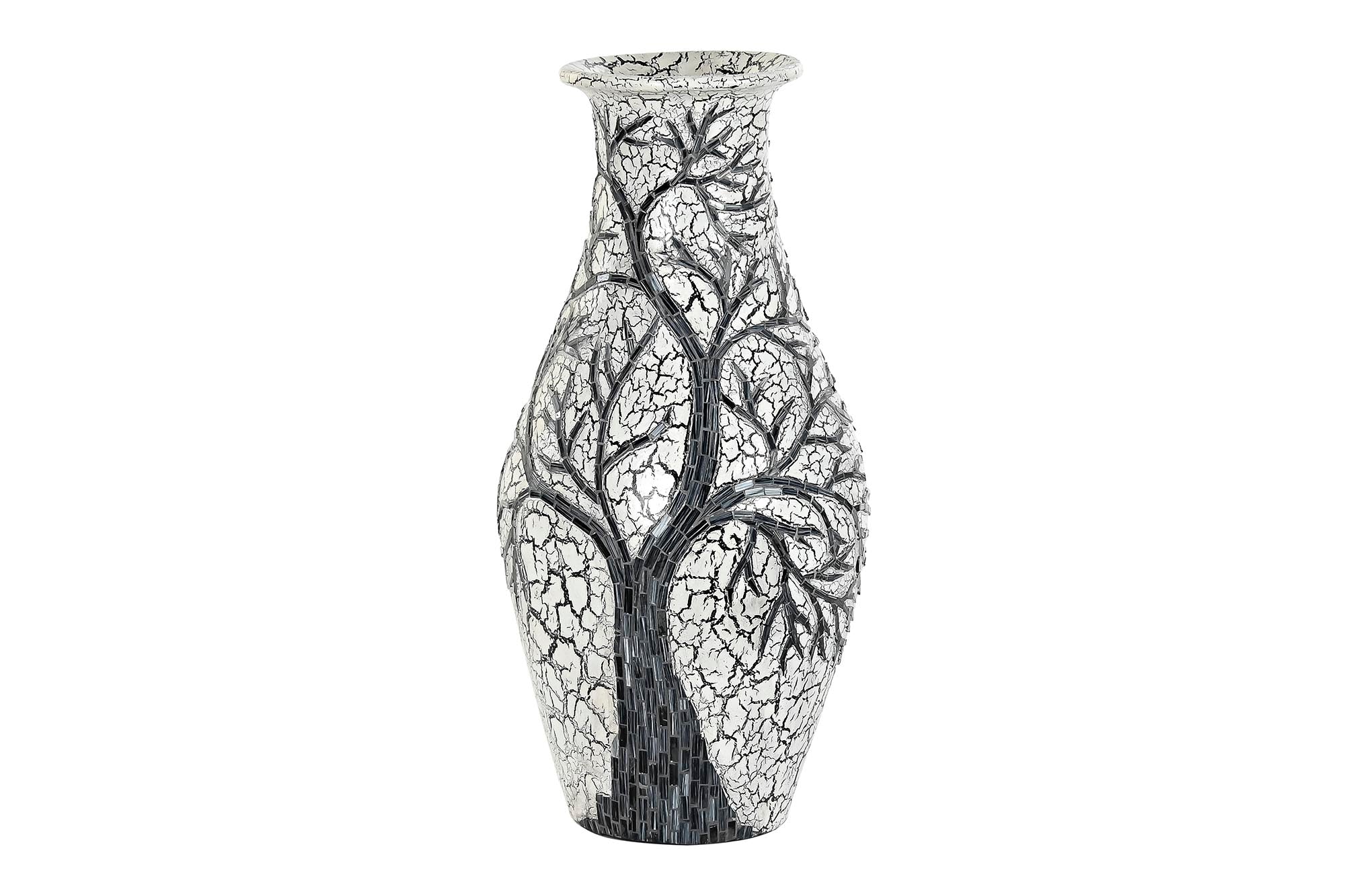 Jarron Cristal Terracota 29X29X60 Arbol Blanco