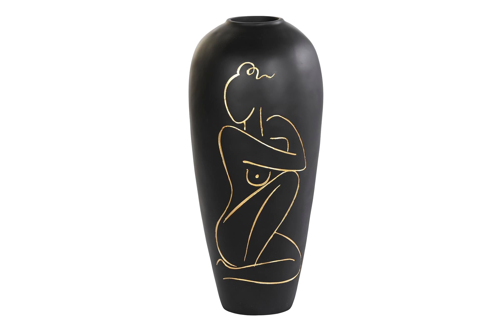 Jarron Resina 34X34X73,5 Mujer Mate Negro