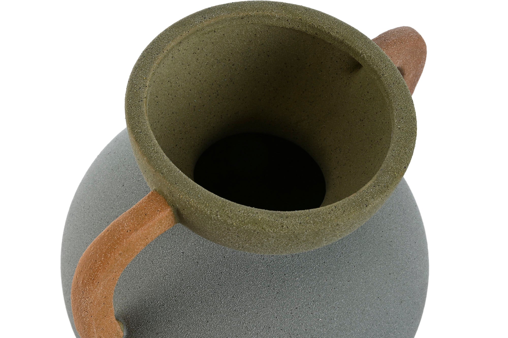 Jarron Ceramica 21X18X19 Asa Rugoso Tricolor