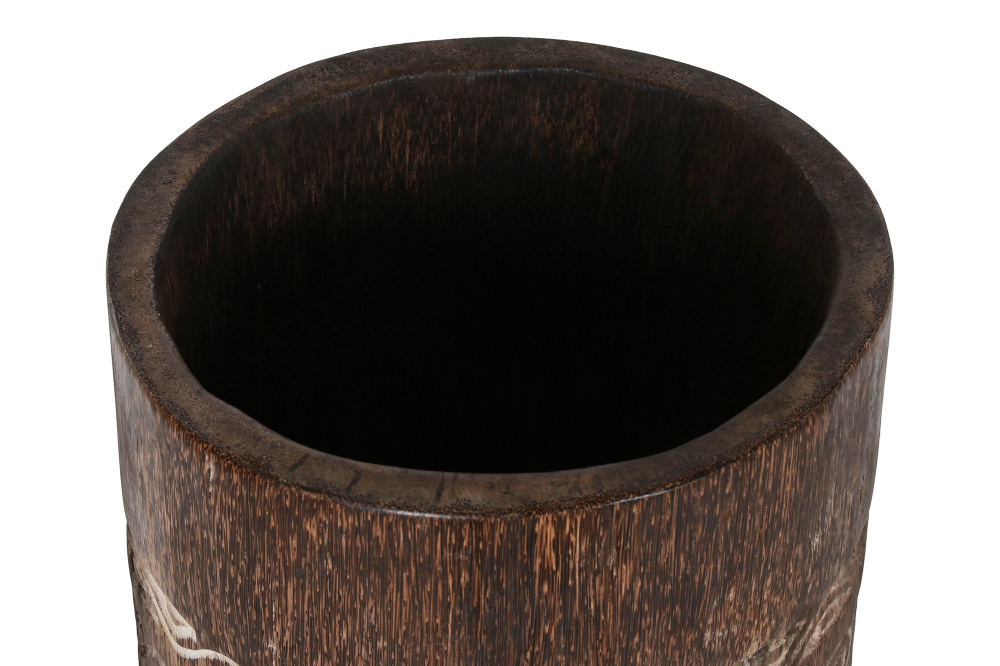 Macetero Madera 20X20X90 Cocotero Tallado Marron