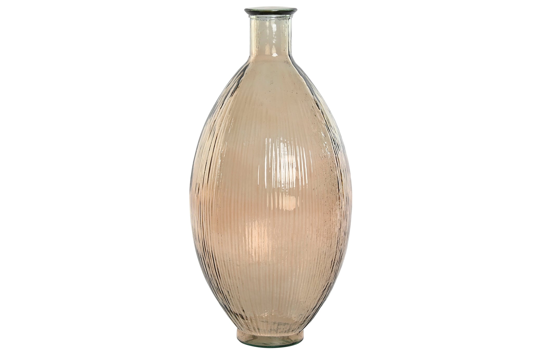 Vaso de vidro reciclado 30x30x59 listrado champanhe