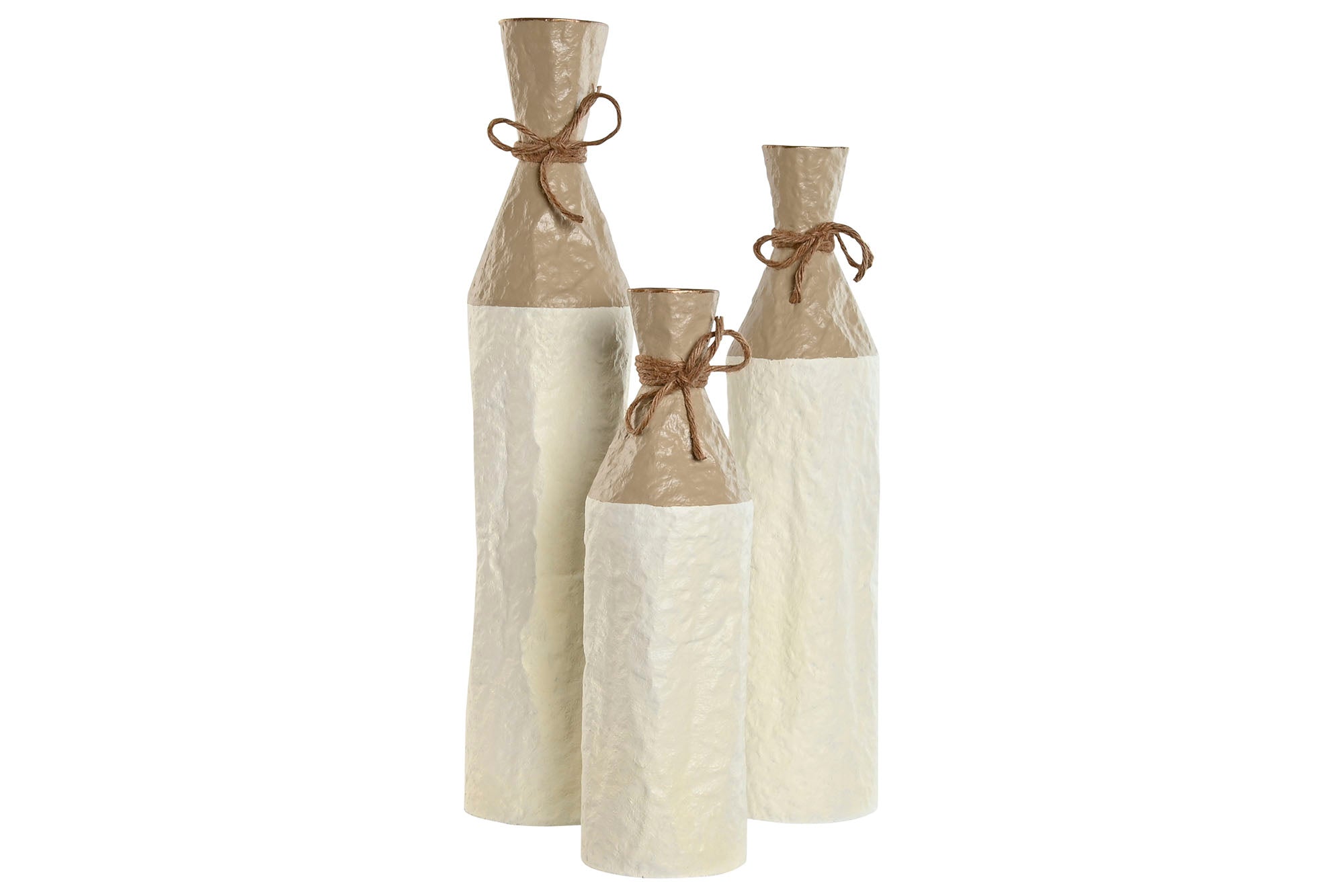 Vase Set 3 Metal 14X14X67 13X56/13X46 Rough