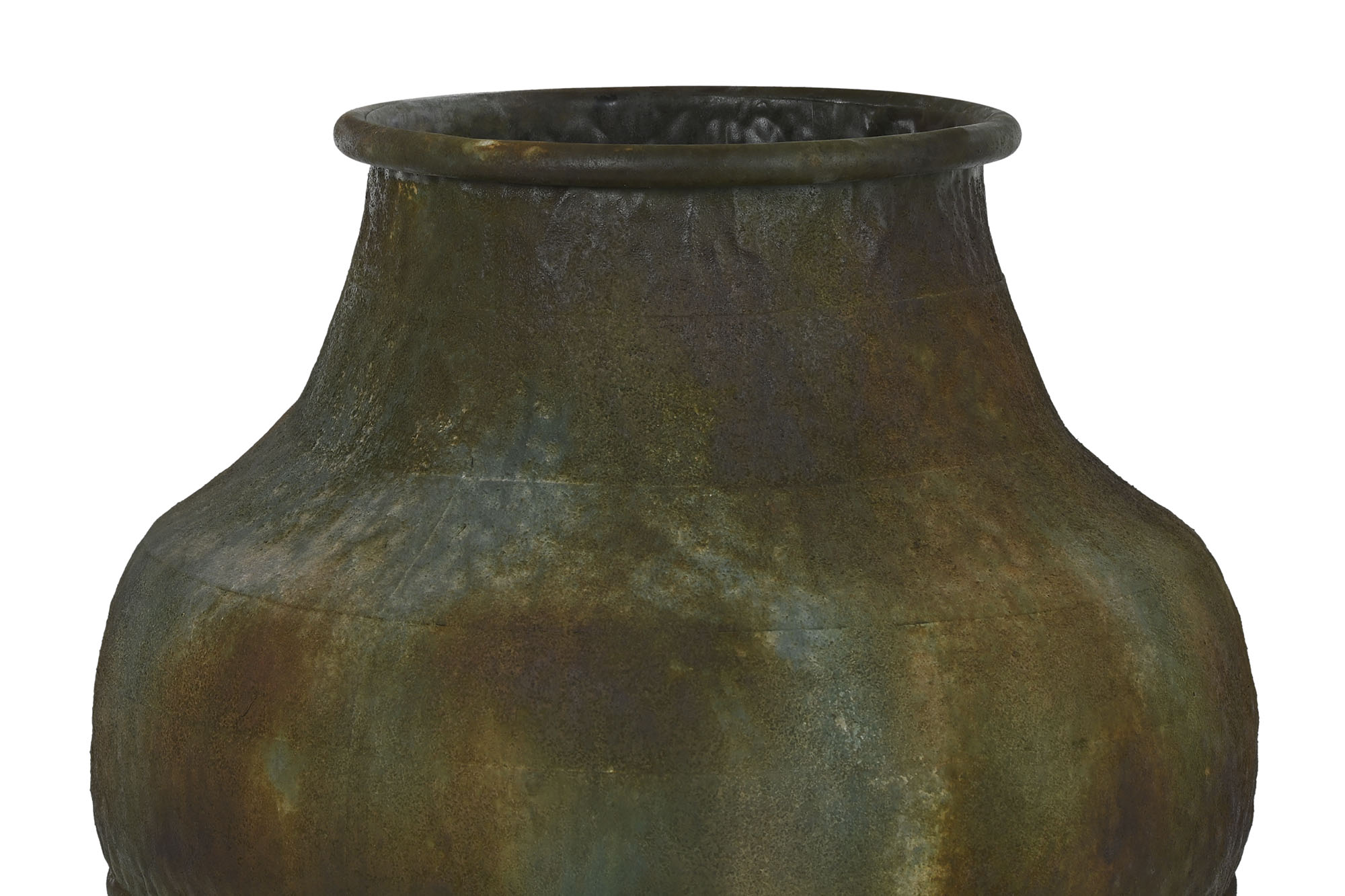 Metal Amphora 49x49x91 Aged Foot Moss Green