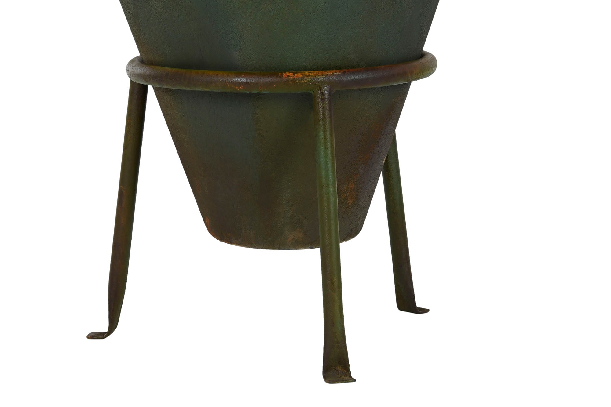 Metal Amphora 49x49x91 Aged Foot Moss Green