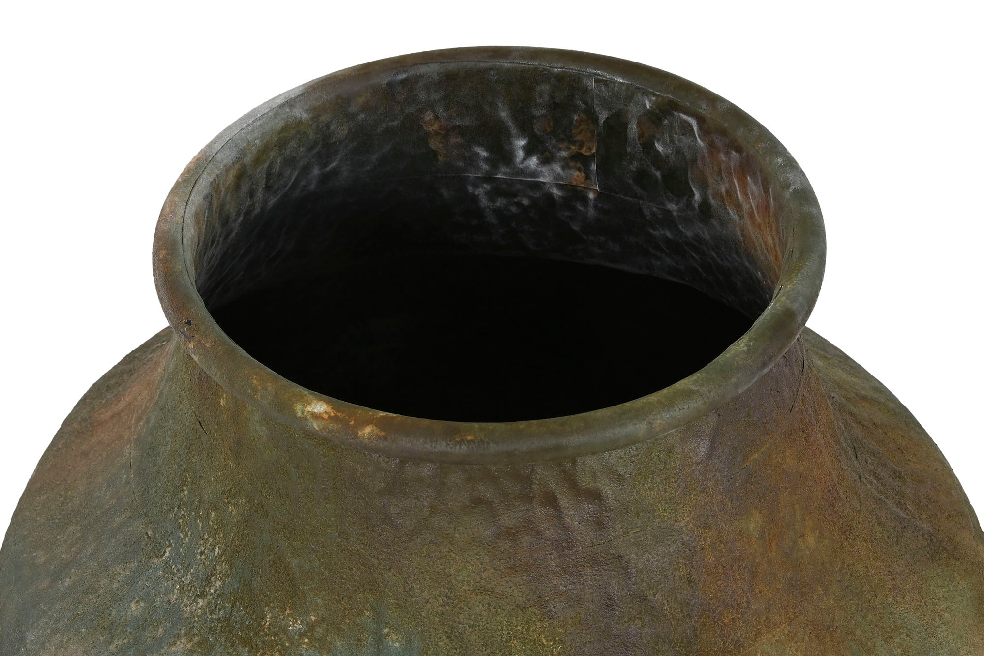 Metal Amphora 49x49x91 Aged Foot Moss Green