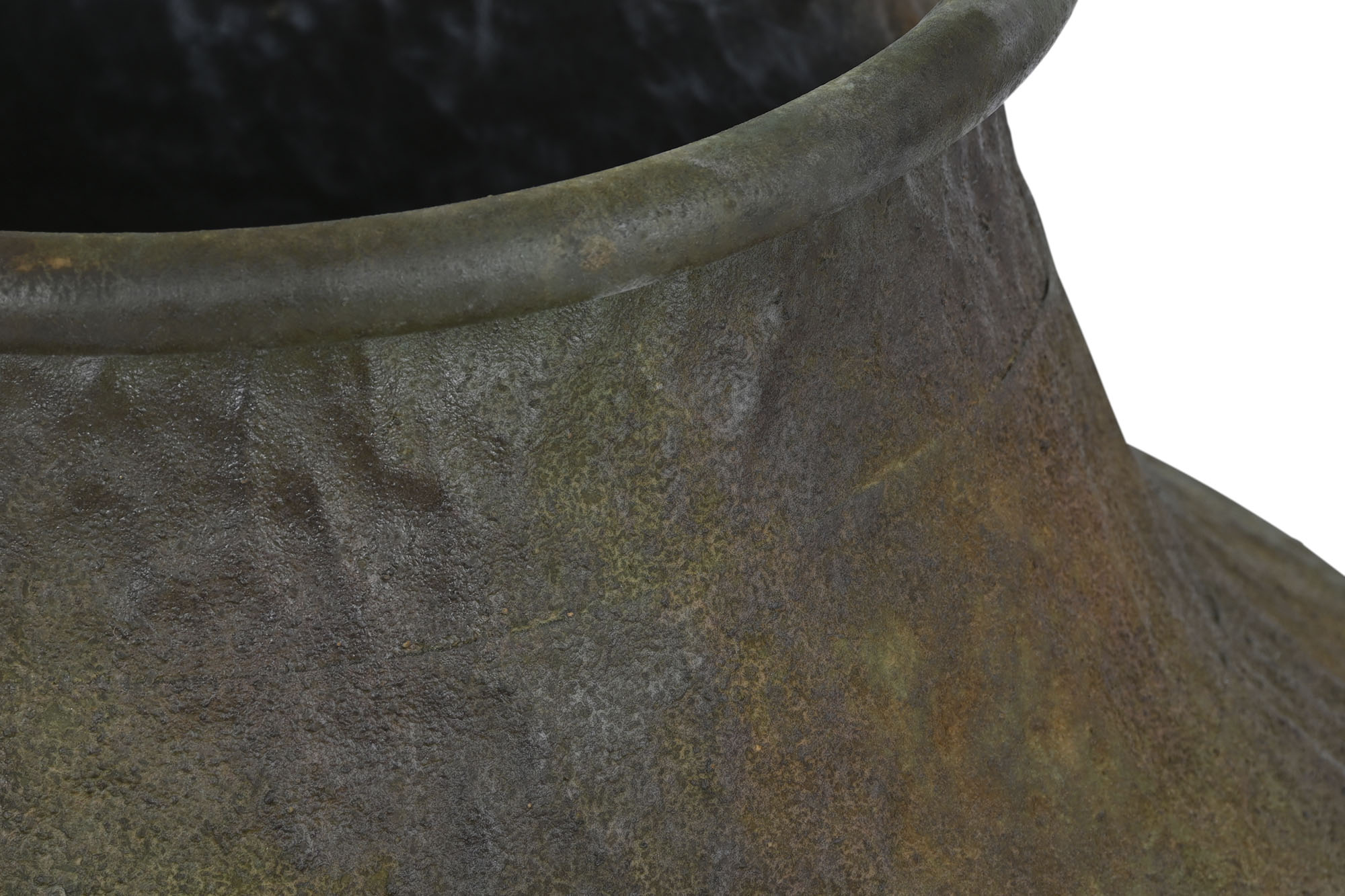 Metal Amphora 49x49x91 Aged Foot Moss Green