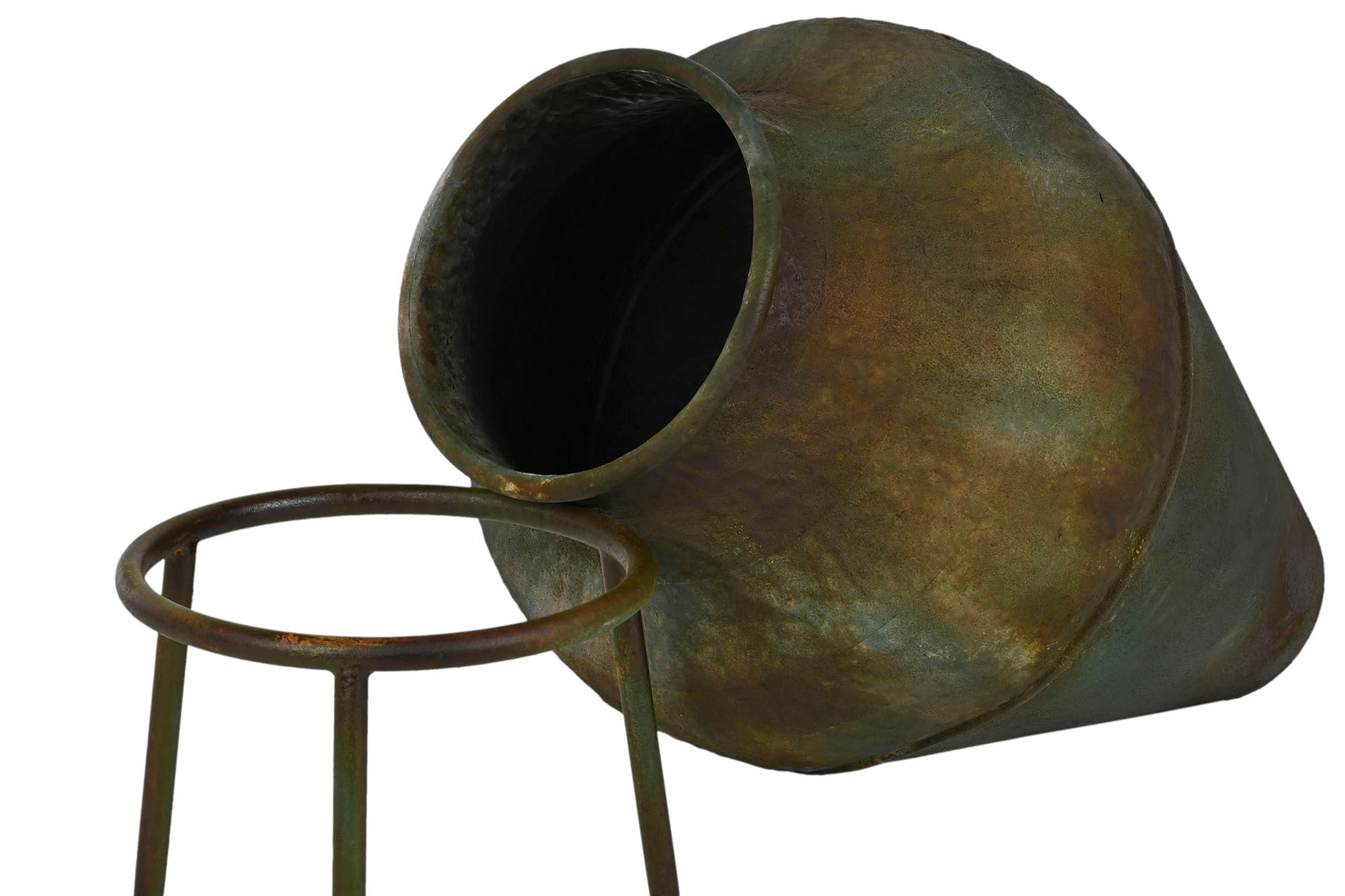 Metal Amphora 49x49x91 Aged Foot Moss Green