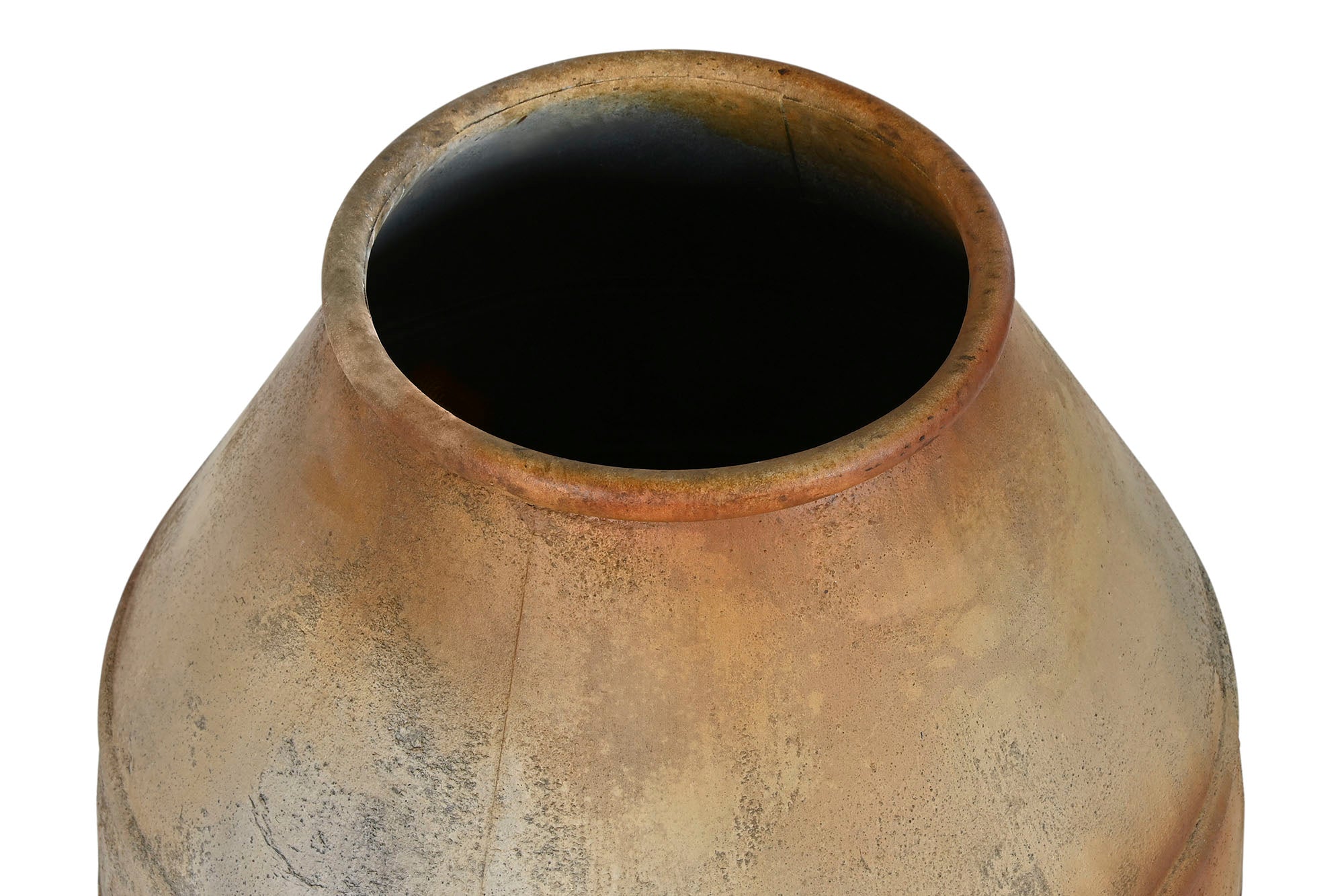 Metal Amphora 49X49X93 Aged Beige Foot