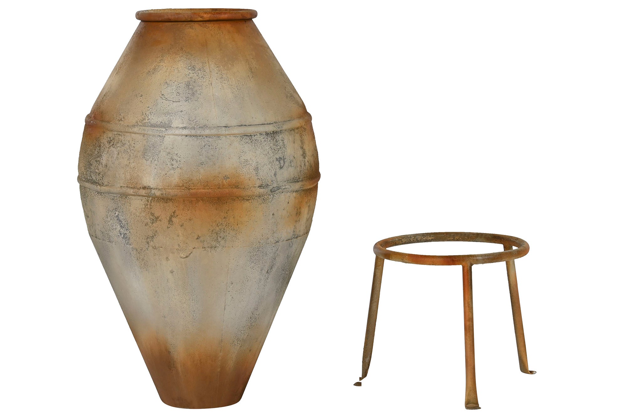 Metal Amphora 49X49X93 Aged Beige Foot