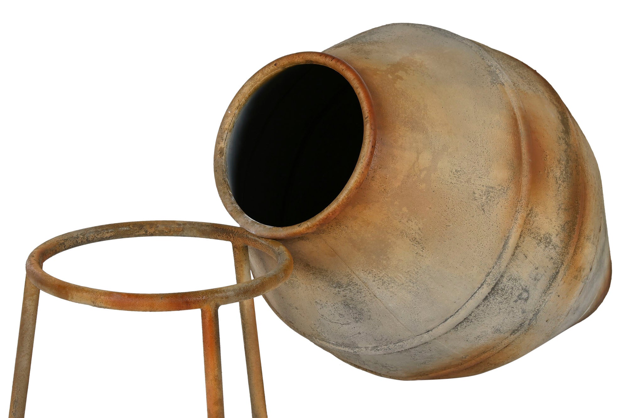 Metal Amphora 49X49X93 Aged Beige Foot