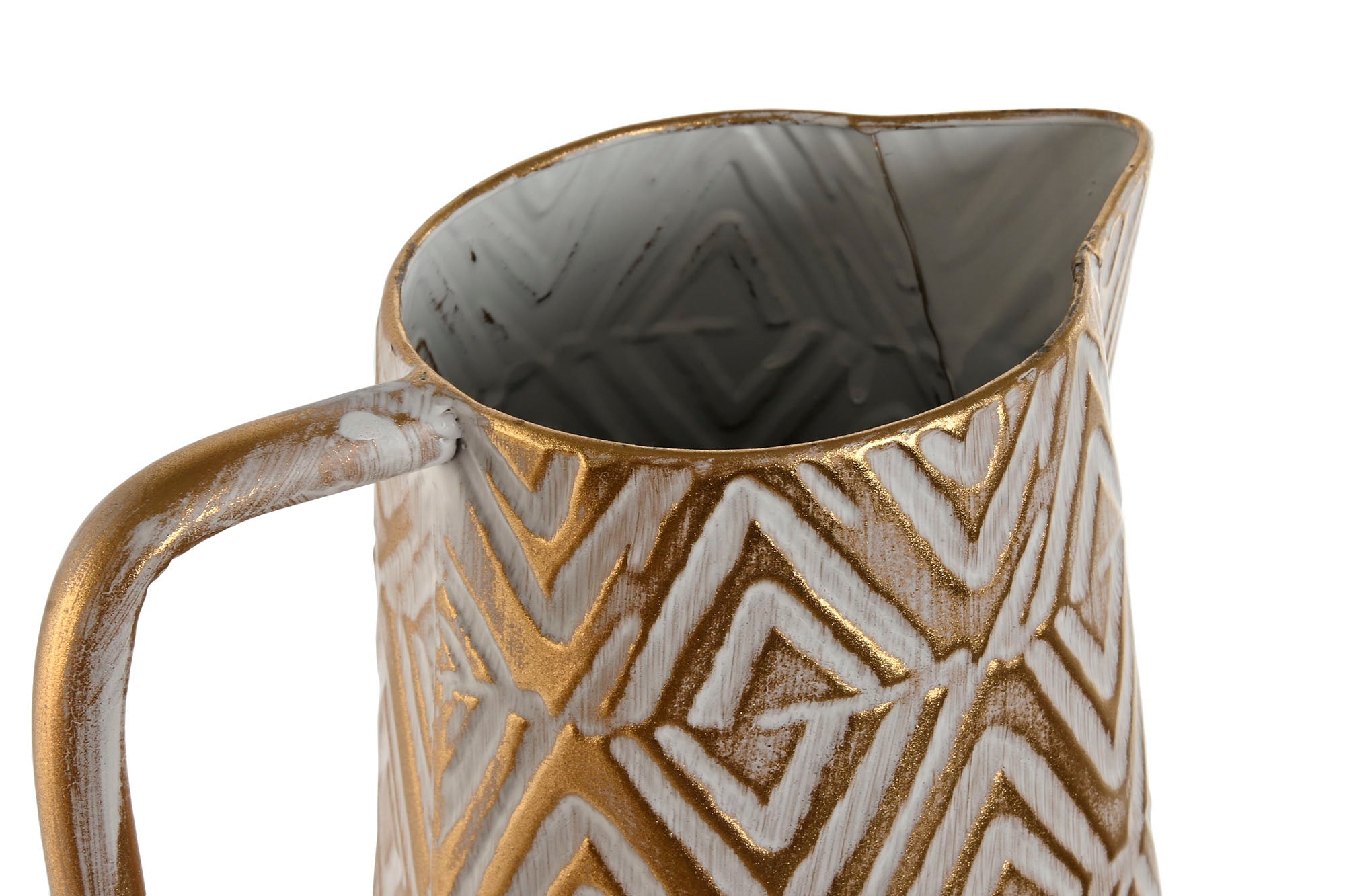 Vaso de metal 24,5x24,5x66 alça dourada