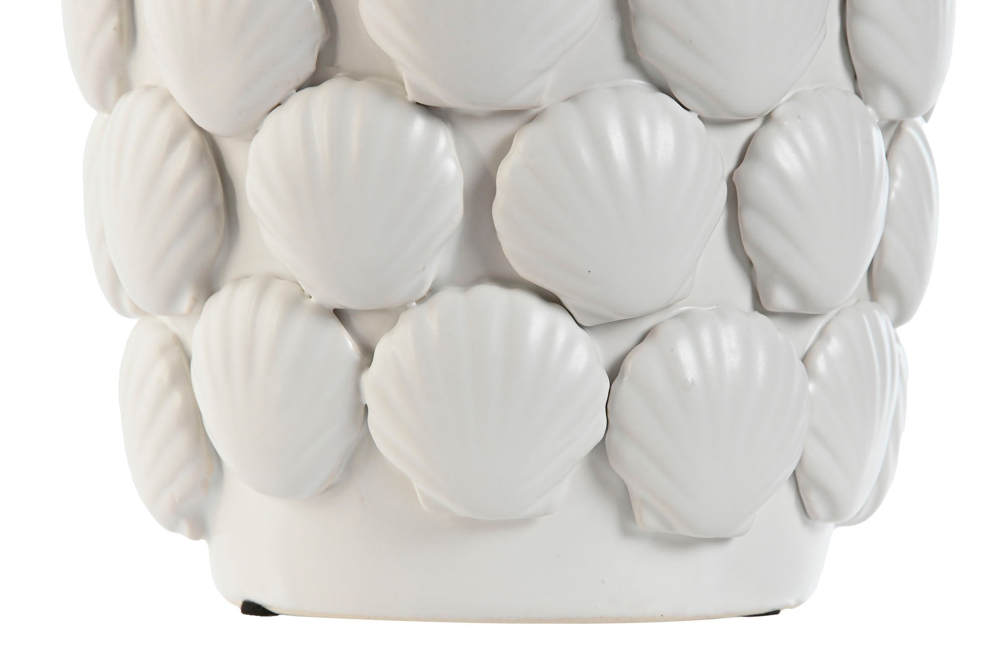 Jarron Gres 15,5X15,5X33,5 Conchas Blanco