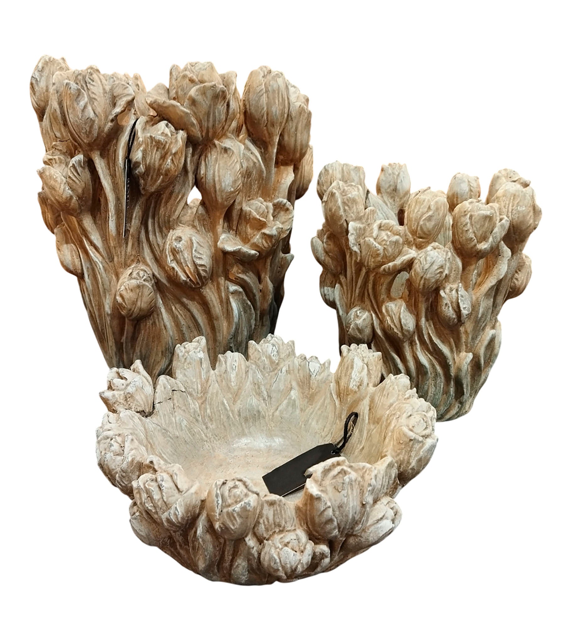 Mesa de Centro de Cimento 23X23X10 Tulipas Desgastadas