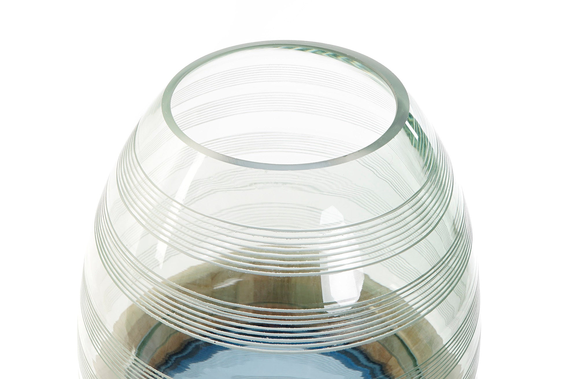 Jarron Cristal Madera 21X21X43 Azul Marino
