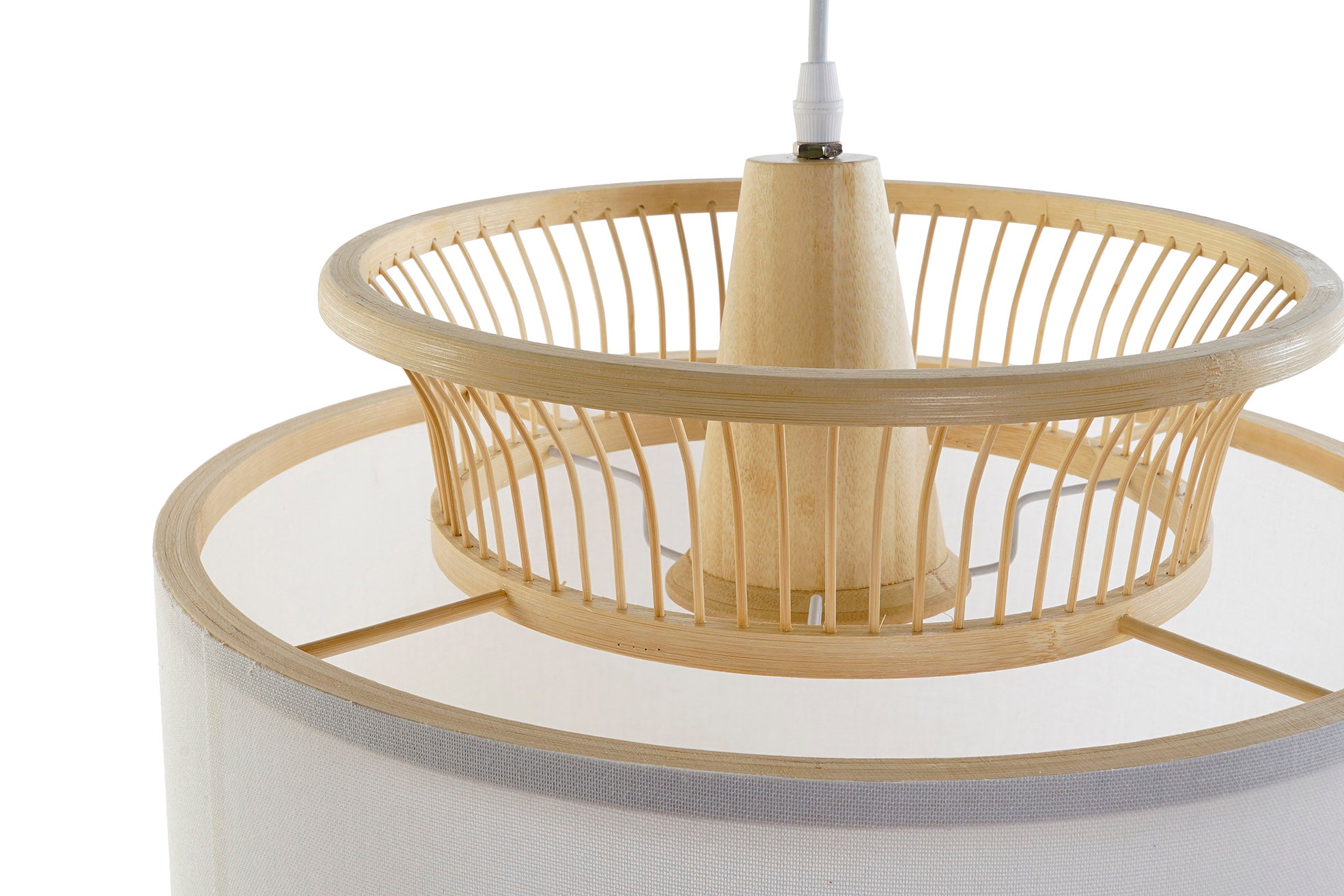 Lampara Techo Bambu Poliester 40X40X52 Blanco