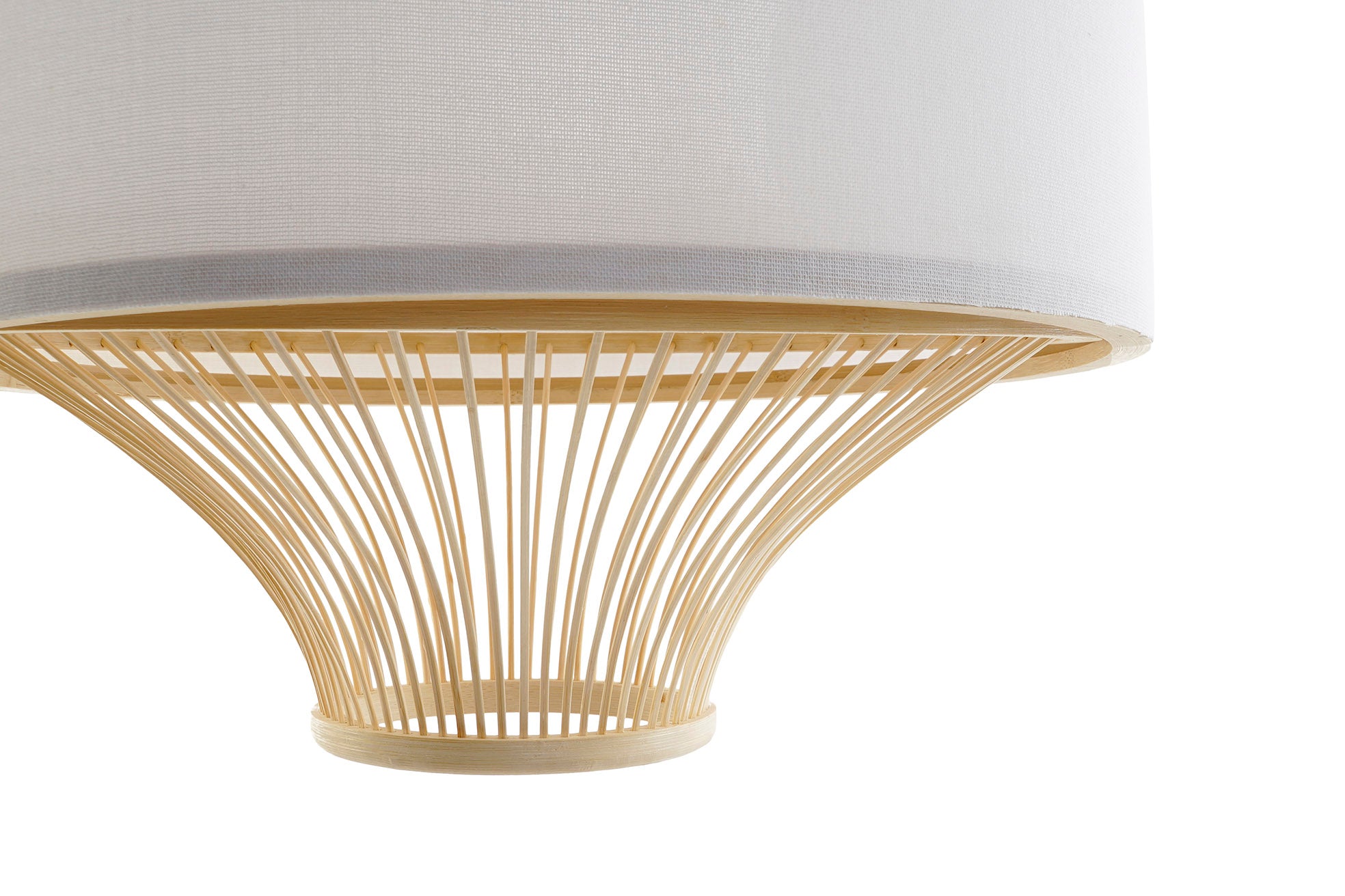 Lampara Techo Bambu Poliester 40X40X52 Blanco