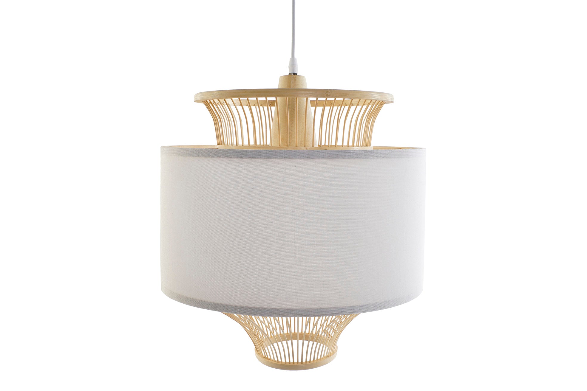 Lampara Techo Bambu Poliester 40X40X52 Blanco