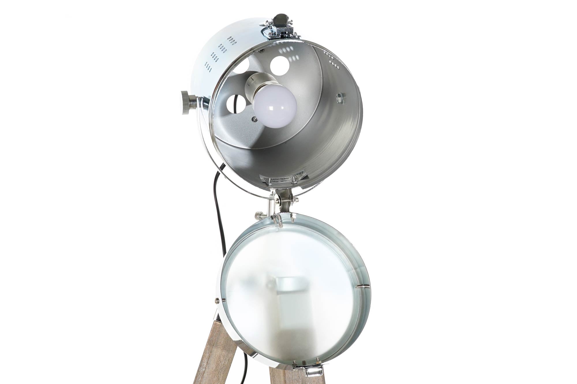 Lampara Pie Madera Metal 66X66X142 Tripode