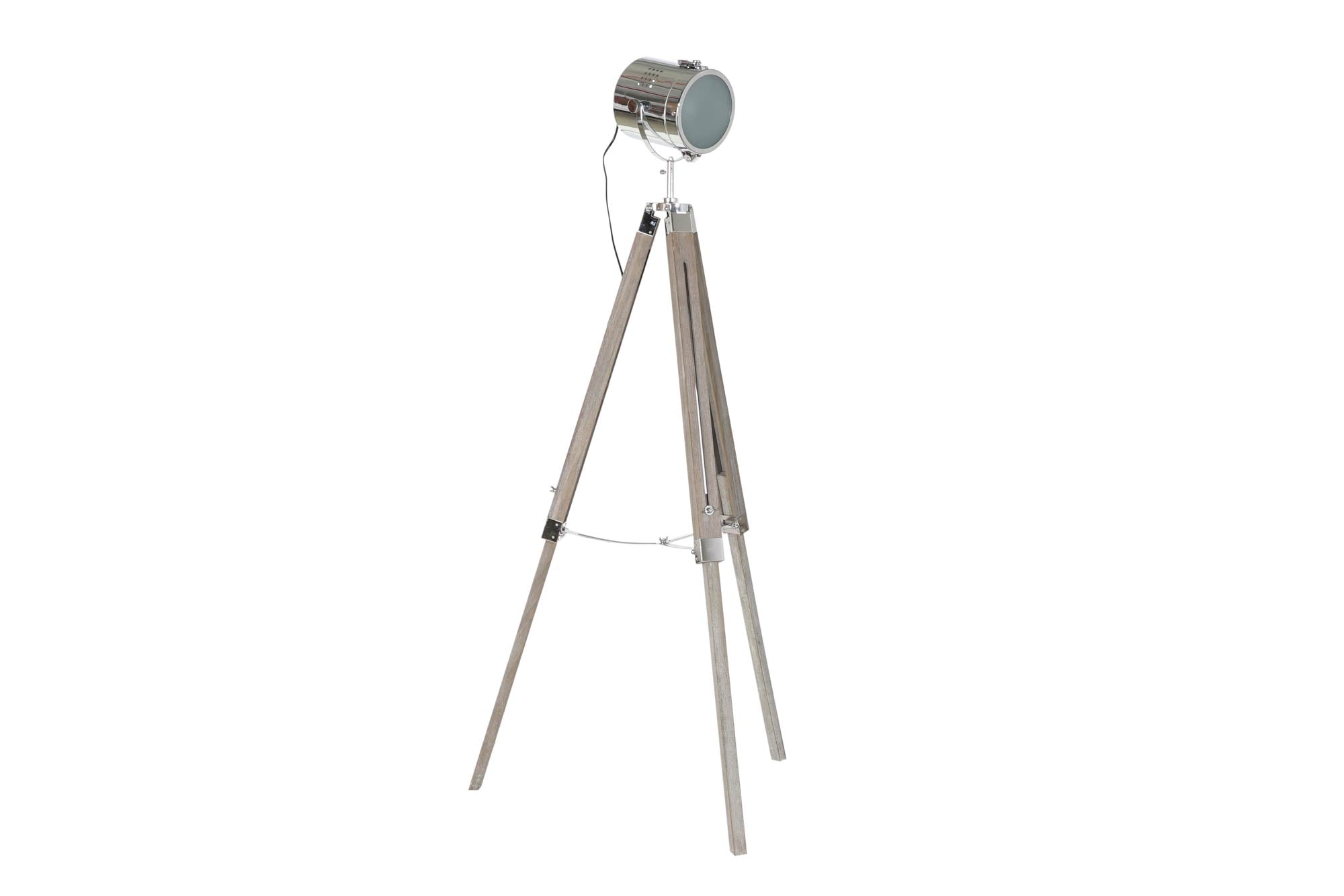 Lampara Pie Madera Metal 66X66X142 Tripode
