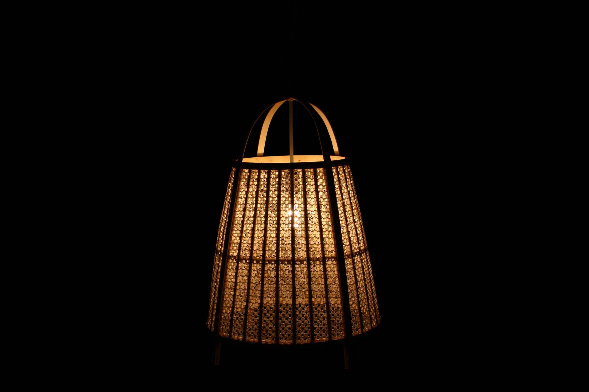 Luminária de teto em linho de bambu 47x47x64 creme natural