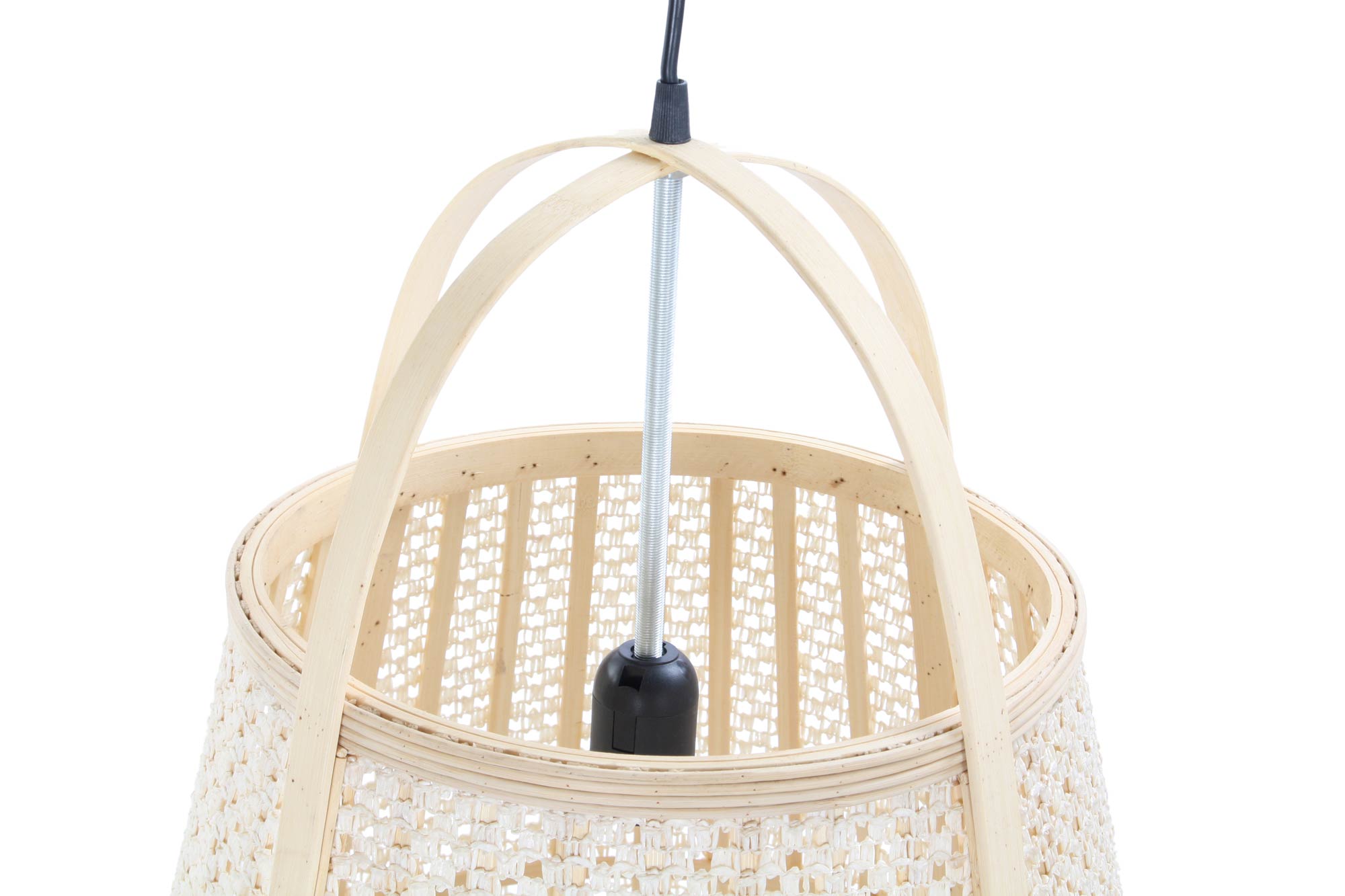 Luminária de teto em linho de bambu 47x47x64 creme natural