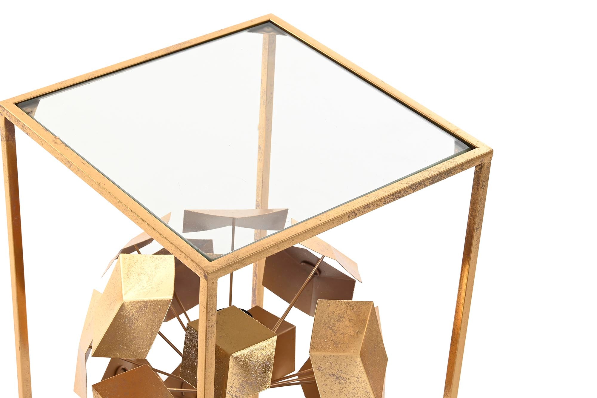 Lampara Pie Metal Cristal 30X30X71 Geometrico