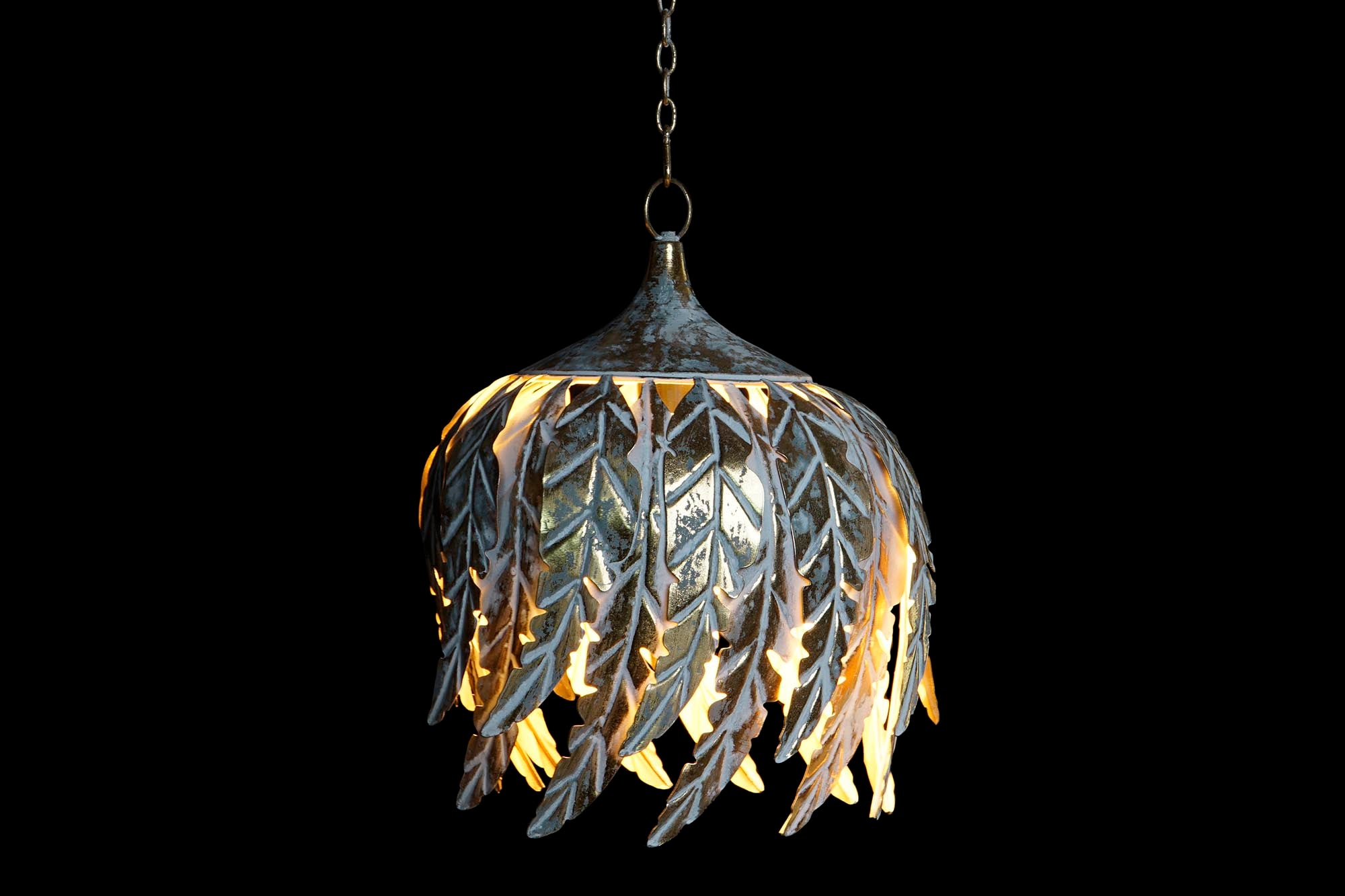 Luminária de teto de metal 33x33x40 cinza folhas decape