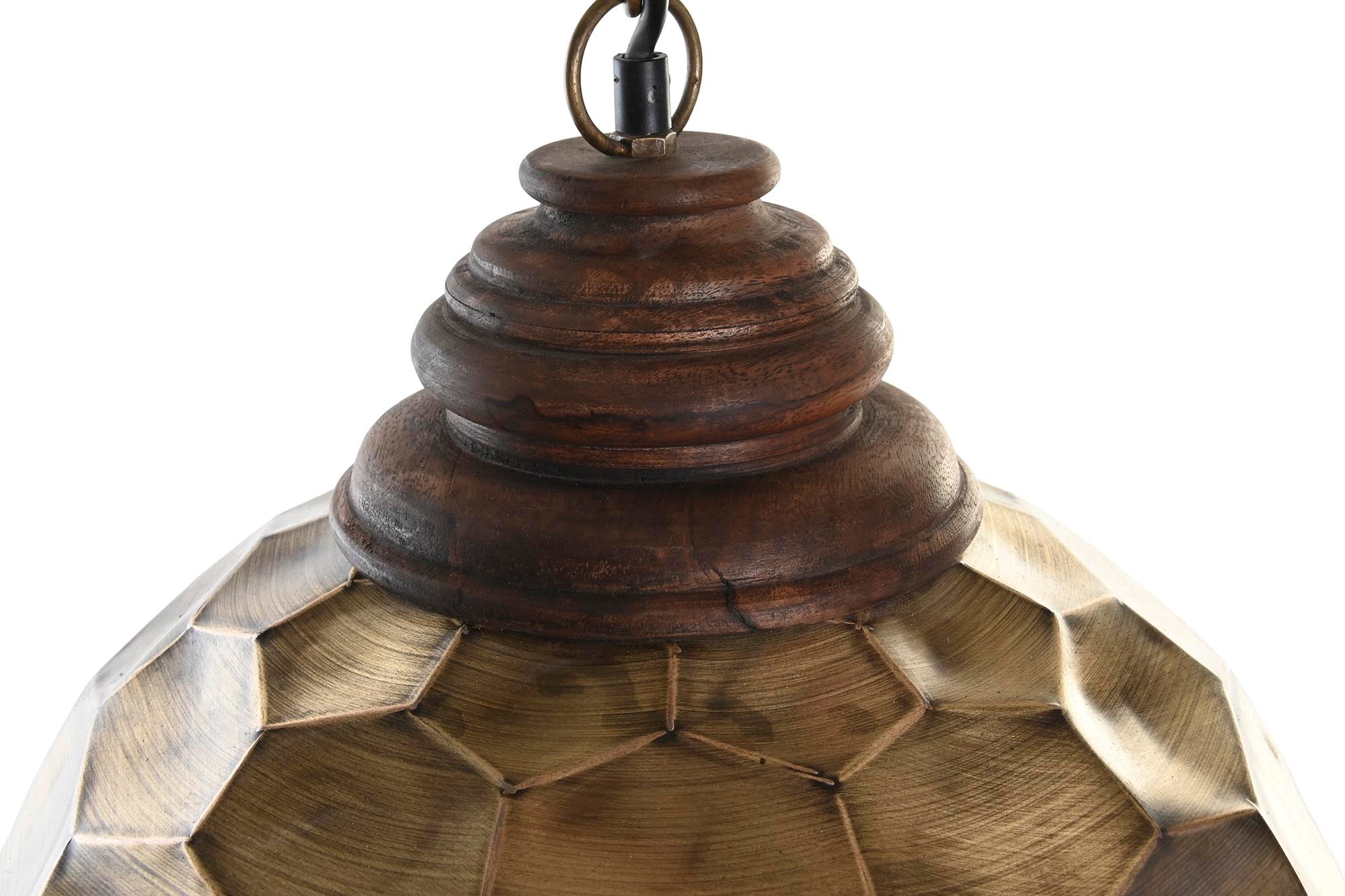 Lampara Techo Metal Madera 39X39X34 Dorado