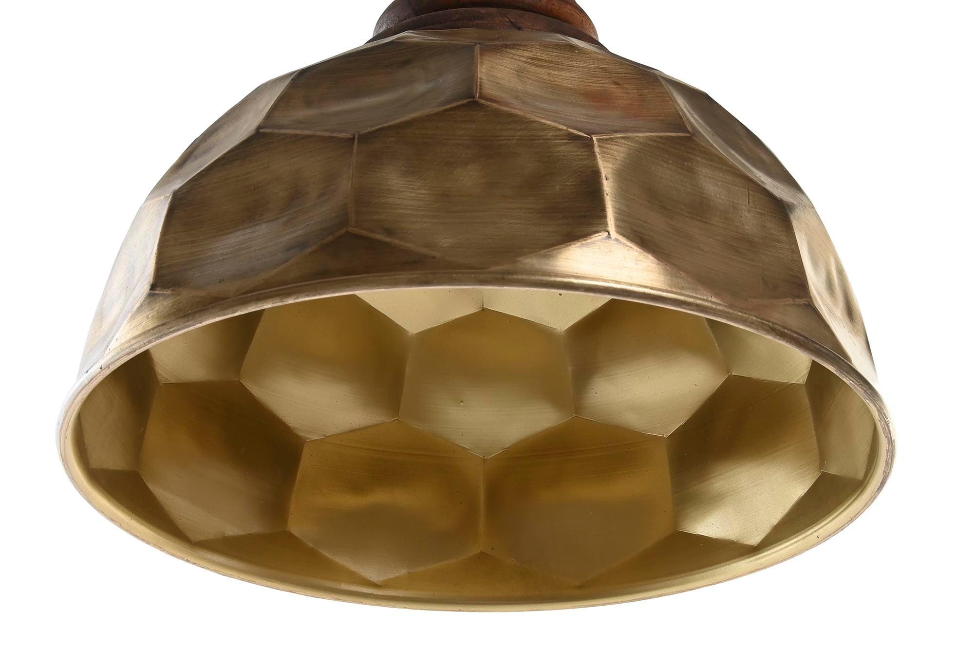 Lampara Techo Metal Madera 39X39X34 Dorado