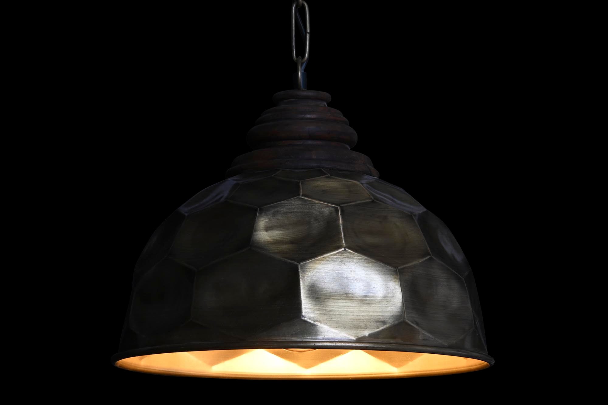 Lampara Techo Metal Madera 39X39X34 Dorado