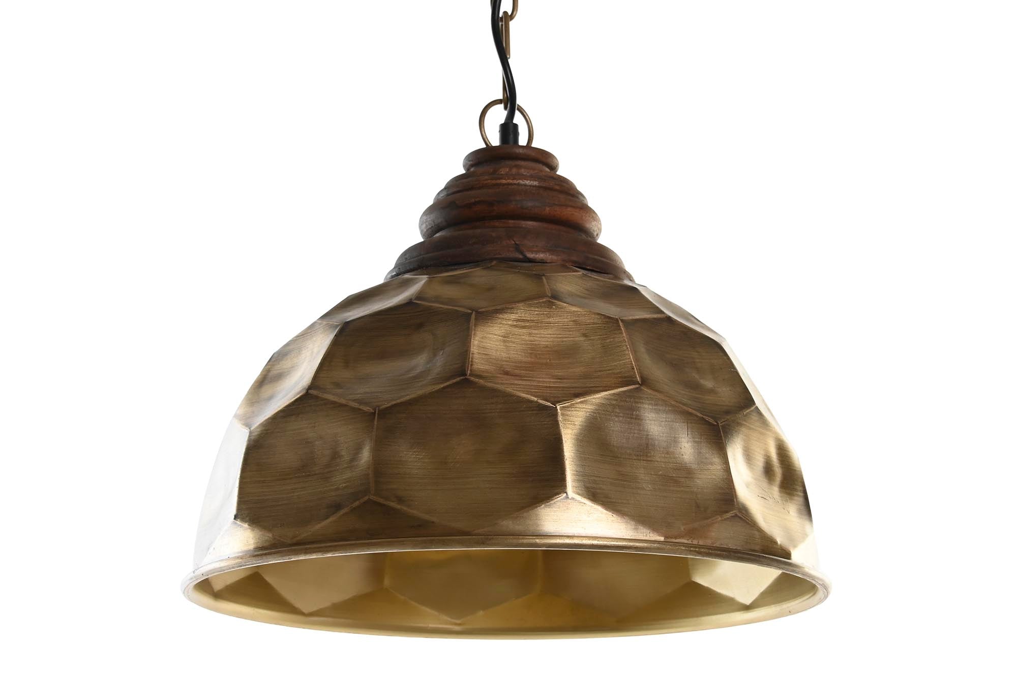 Lampara Techo Metal Madera 39X39X34 Dorado