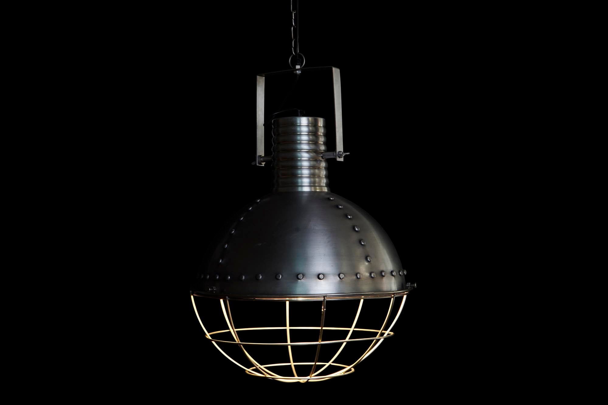 Lampara Techo Hierro 43X43X66 Desgastado Plateado