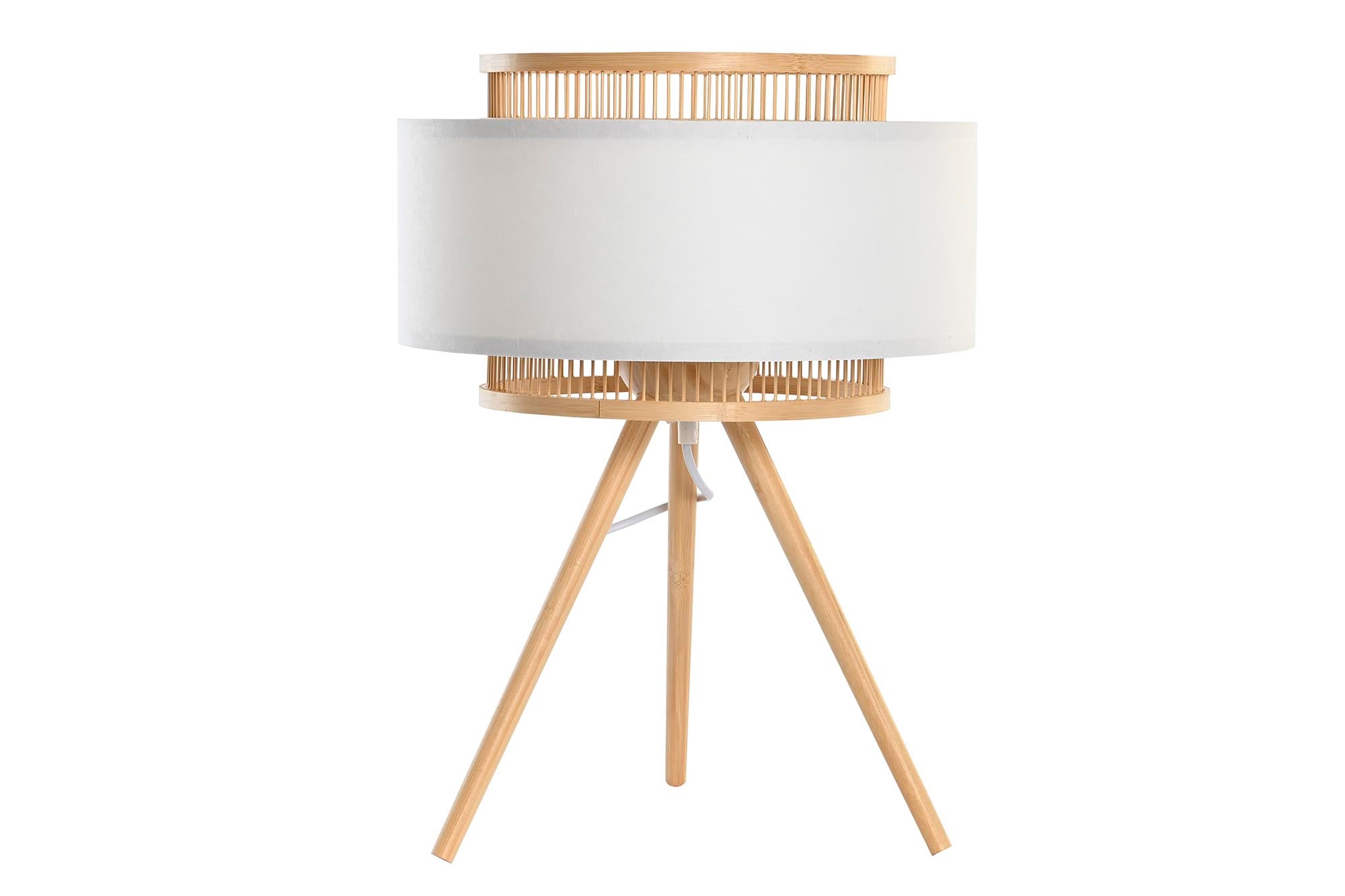 Luminária de mesa de bambu e poliéster 36x36x48 E27
