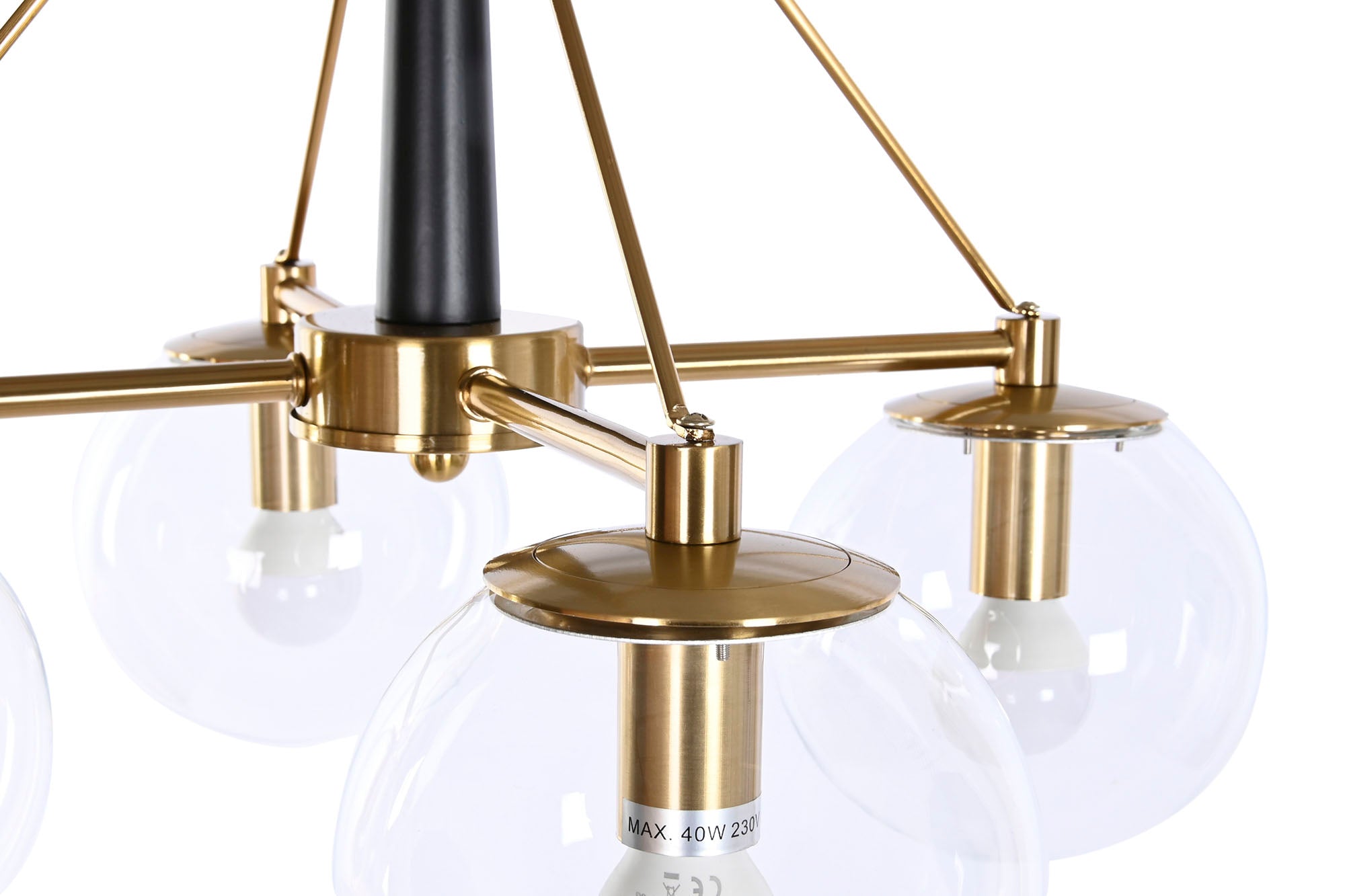 Lampara Techo Metal Cristal 50X50X144 Bolas Dorado