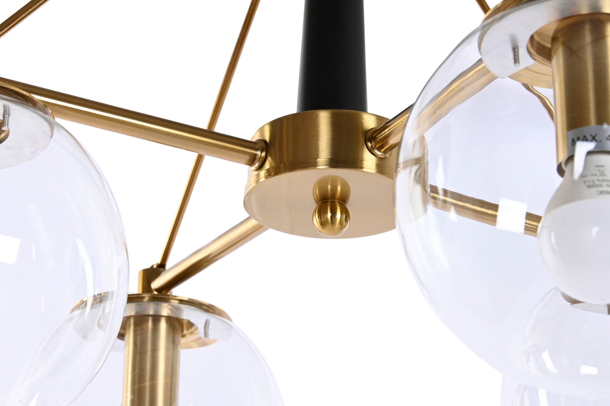 Lampara Techo Metal Cristal 50X50X144 Bolas Dorado